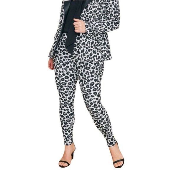 Lane Bryant The Allie Leggings Plus Size 24 Animal Print Monotone Black White - Picture 10 of 11